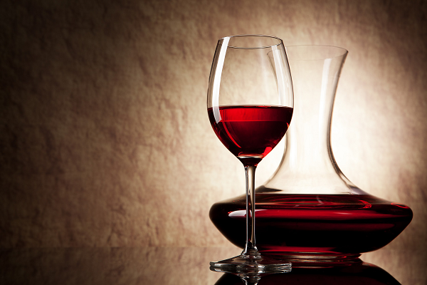 Wine served in Decanter & Glass