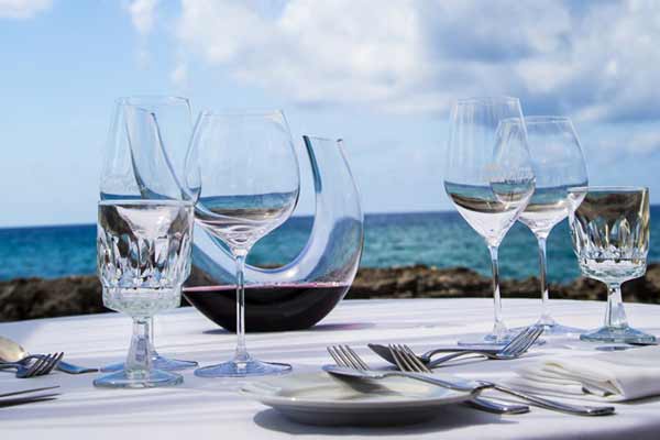 Close-up of the Seaside Gazebo with Wine and Glasses & Glass